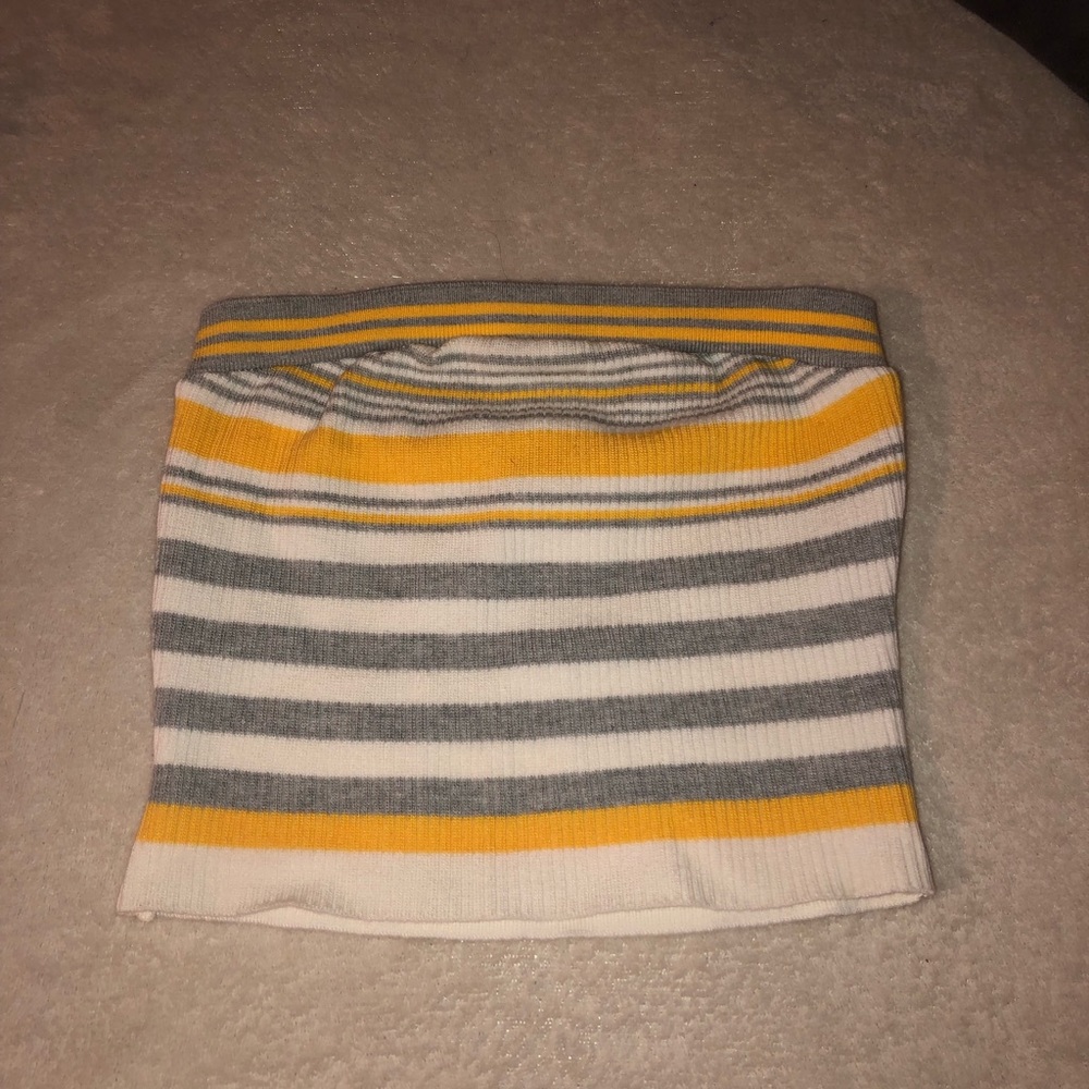YELLOW STRIPED TUBE TOP S